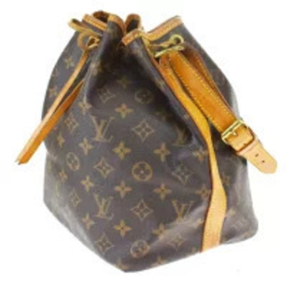 Louis Vuitton Drawstring Noe Monogram Leather Bag Shoulder Brown